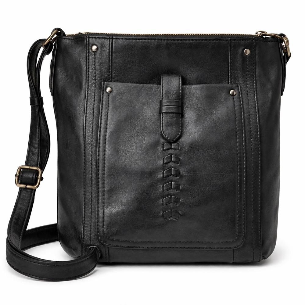 Great American Black Leather Crossbody Bag - Women's Shoulder Bag